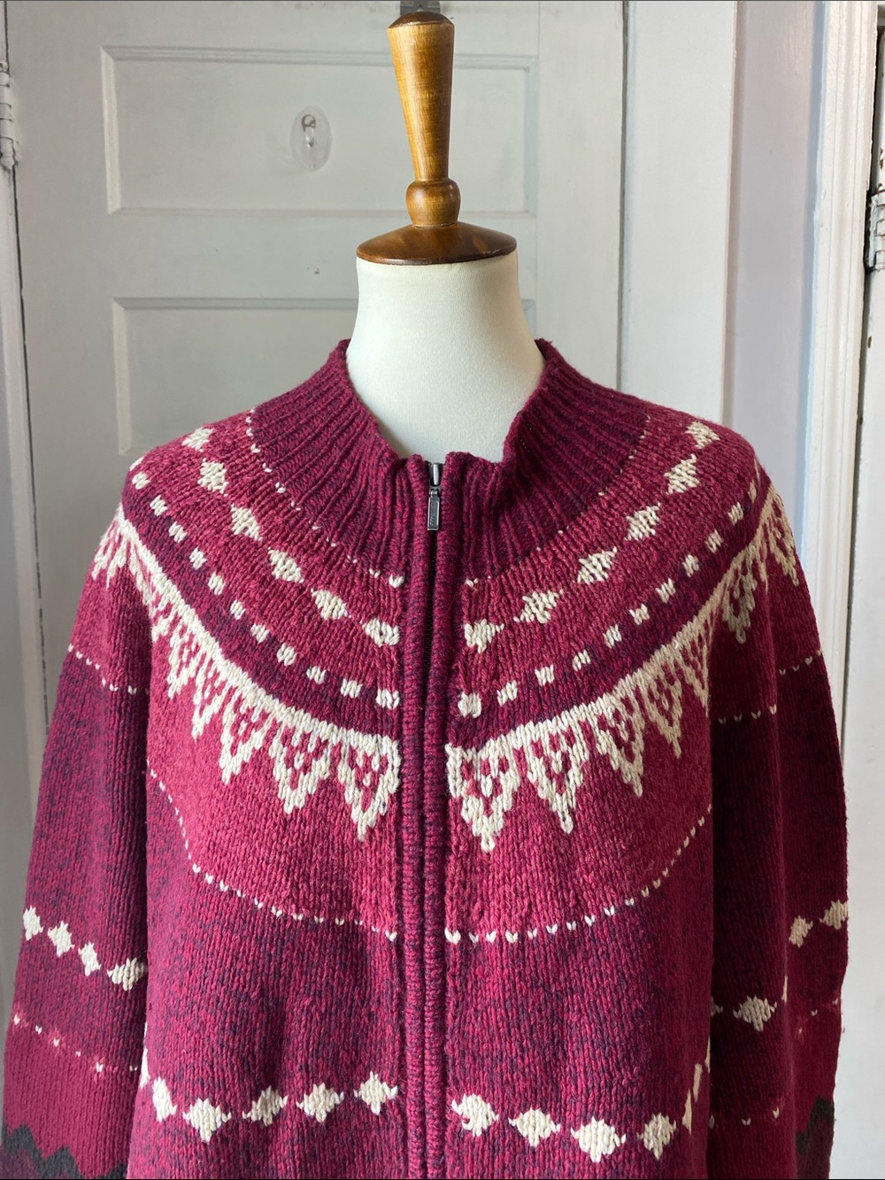 Lands End Wool Full Zip Cardigan, Size 1X - Picture 6 of 14